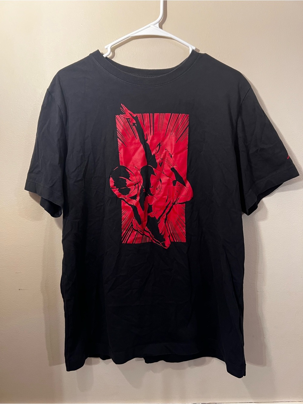 Jordan Black Short-Sleeve Tee with Red Graphic Panel